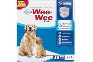 Four Paws Wee-Wee Superior Performance Unscented Pee Pads for Dogs & Puppies, Quilted Leak-Proof Dog Housebreaking Potty Training Floor Protection, 22" x 23", 30 Count