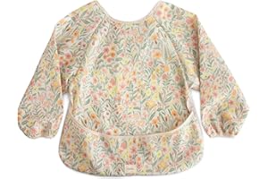 mushie Long Sleeve Baby Bib | Water Resistant Adjustable Fit for Ages 6-24 Months