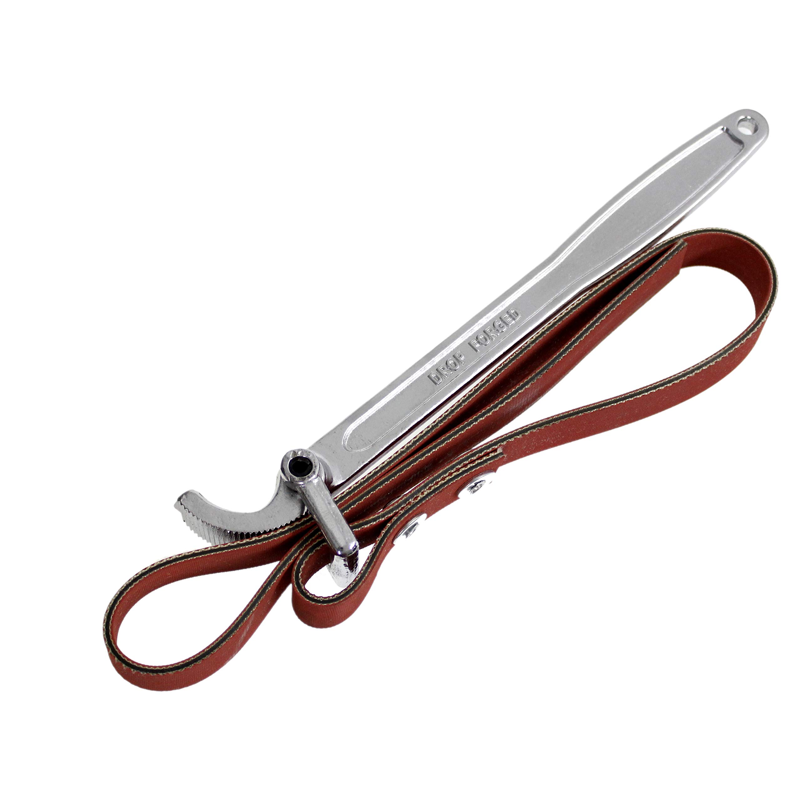 KATSU Oil Filter Strap Wrench 11 Inch Multi-Purpose Heavy Duty Strong Chrome Vanadium Steel Handle Adjustable Belt Oil Filter Wrench 450184