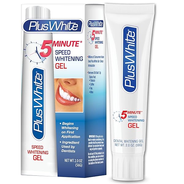 PLUS WHITE SPEED WHITENING GEL – WORKS IN 5 MINUTES – PROFESSIONAL TEETH WHITENING W/DENTIST APPROVED INGREDIENT (2 OZ)