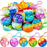 JOYIN 30 PCS Round Pop Fidget Keychains Stress Relief Toys