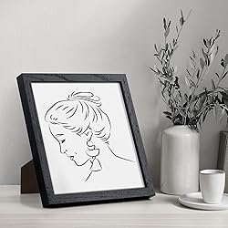 8x8 Picture Frames Black Set of 3, Solid Oak Wood