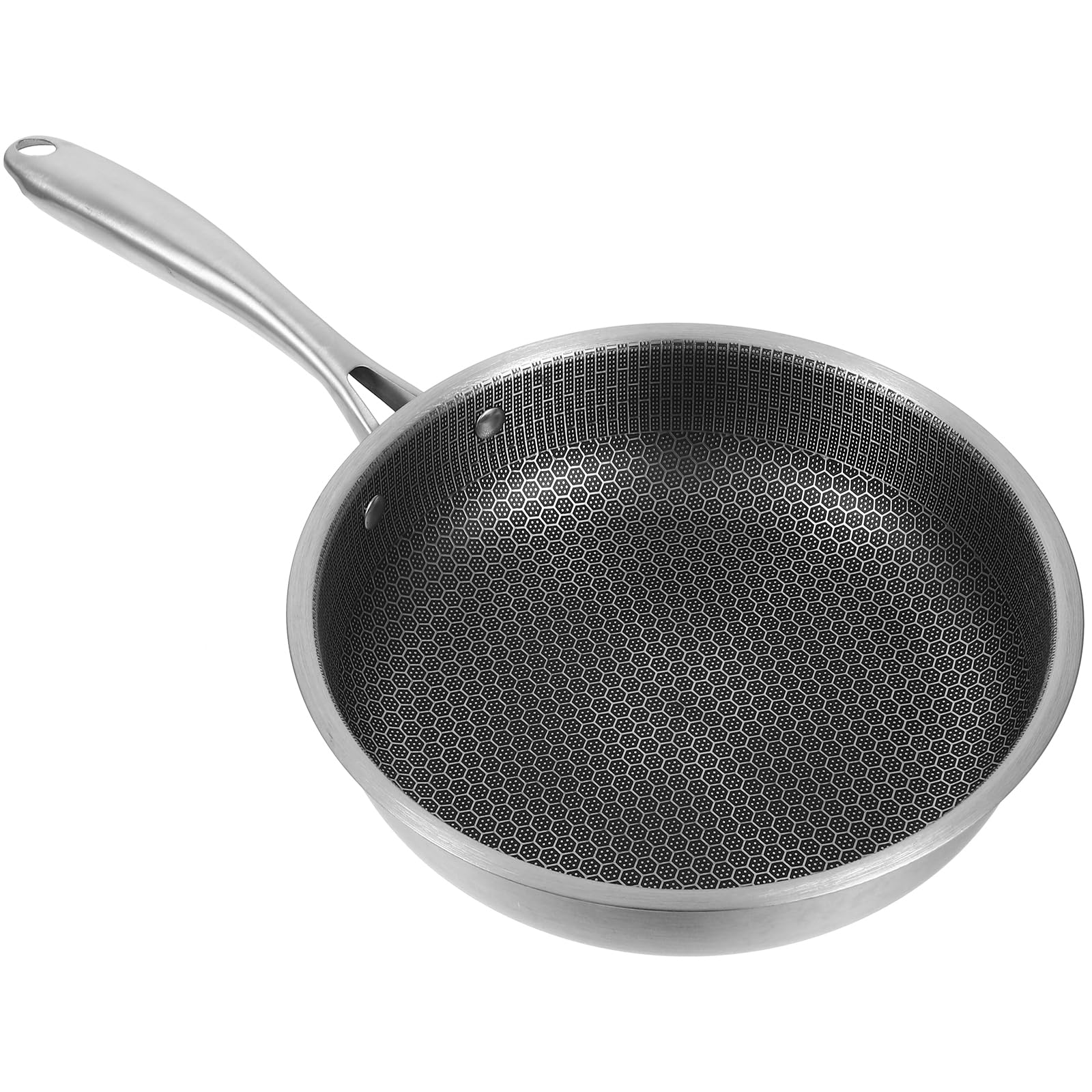 Alipis Stainless Steel Frying Pan Wok Pans Nonstick Honeycomb Coating Skillet with Handle 24cm Nonstick Induction Cooking Fry Pan for Seafood Egg