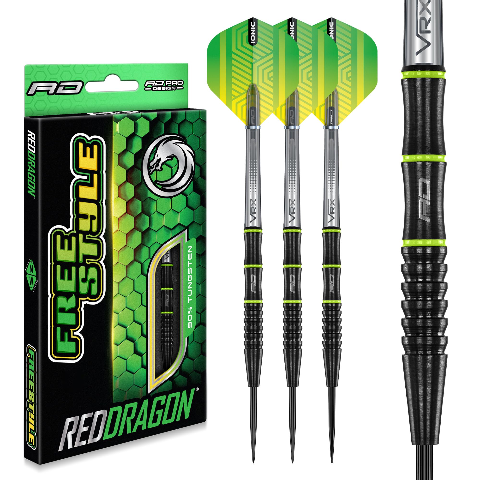 RED DRAGON Freestyle 23g Tungsten Darts Set with Flights and Stems