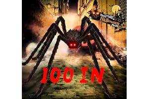 Acina 8.3FT/100IN/255CM Halloween Largest Spider Decorations - Fake Large Hairy Spider Set - Scary Virtual Realistic Spider Props for Indoor Outdoor Creepy Decor Black(1 Pack)