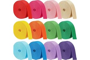 Wonninek 12 Rolls Webbing Strap Heavy Duty Polypropylene Webbing 66 Yard 12 Colors Mixed Durable for Handbag, Indoor&Outdoor 