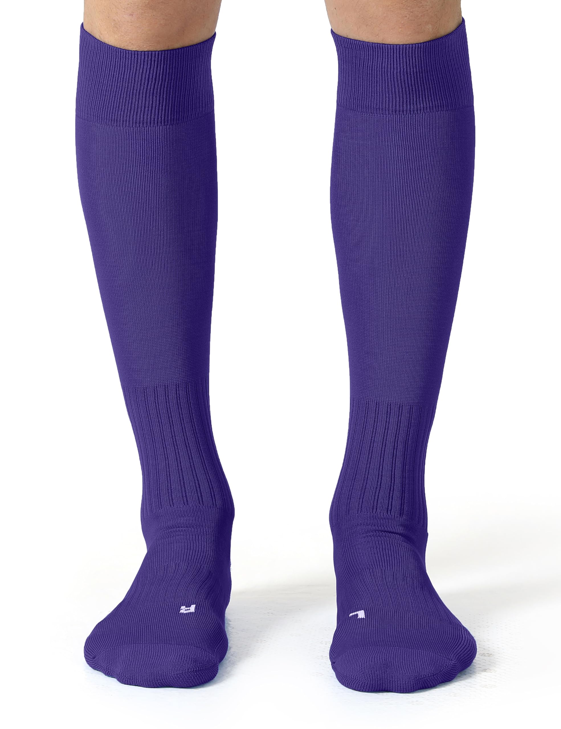 Photo 1 of CelerSport 2 Pack Soccer Socks for Youth Kids Adult Over-The-Calf Socks with Cushion, Purple (2 Pack), Medium