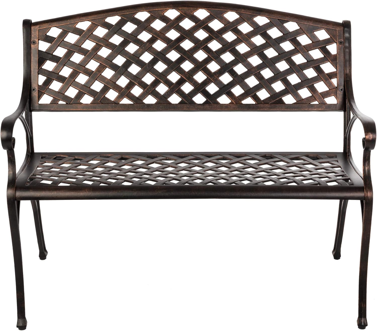 Patio Sense Cast Aluminum Patio Bench | Antique Bronze Finish | Heavy Duty Rust Free Metal Construction | Lightweight | Easy Assembly | For Front Porch, Backyard, Lawn, Garden, Pool, Deck : Outdoor Benches : Garden & Outdoor