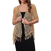 Elerevyo Women Sequin Shawls and Wraps for Evening Dresses, Fringed Sparkly Dressy Scarf for Wedding Party