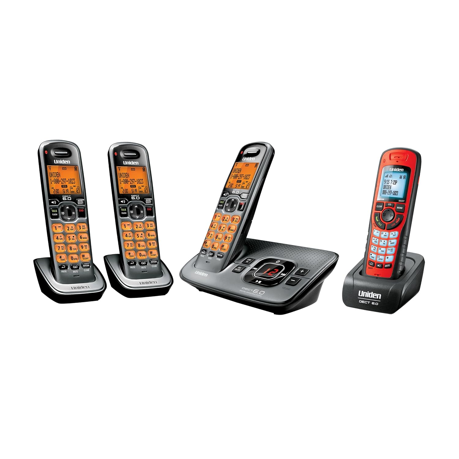 Uniden D16804XT DECT_6.0 Cordless Phone Bundle with 4 Handsets Including 1 Waterproof Handset