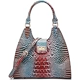 Makcr Joacbv Ladies Tote Leather Bags for Women Crocodile Embossed Zipper Satchel Purse Classy Compartments Crossbody bag