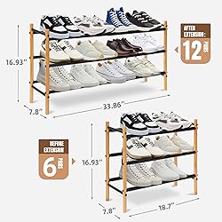 STORAGE MANIAC Expandable Shoe Rack, 16 Pairs