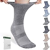 Bulinlulu Diabetic Socks for Men Women-6 Pairs Non Binding Crew Diabetic Neuropathy Socks with Seamless Toe for Size 6-9 9-12