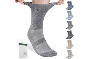 Bulinlulu Diabetic Socks for Men Women-6 Pairs Non Binding Crew Diabetic Neuropathy Socks with Seamless Toe for Size 6-9 9-12