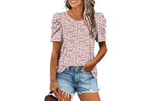 XIEERDUO Tops for Women Puff Sleeve Summer T Shirts for Women Crew Neck Tunic Trendy Clothing Women 2026