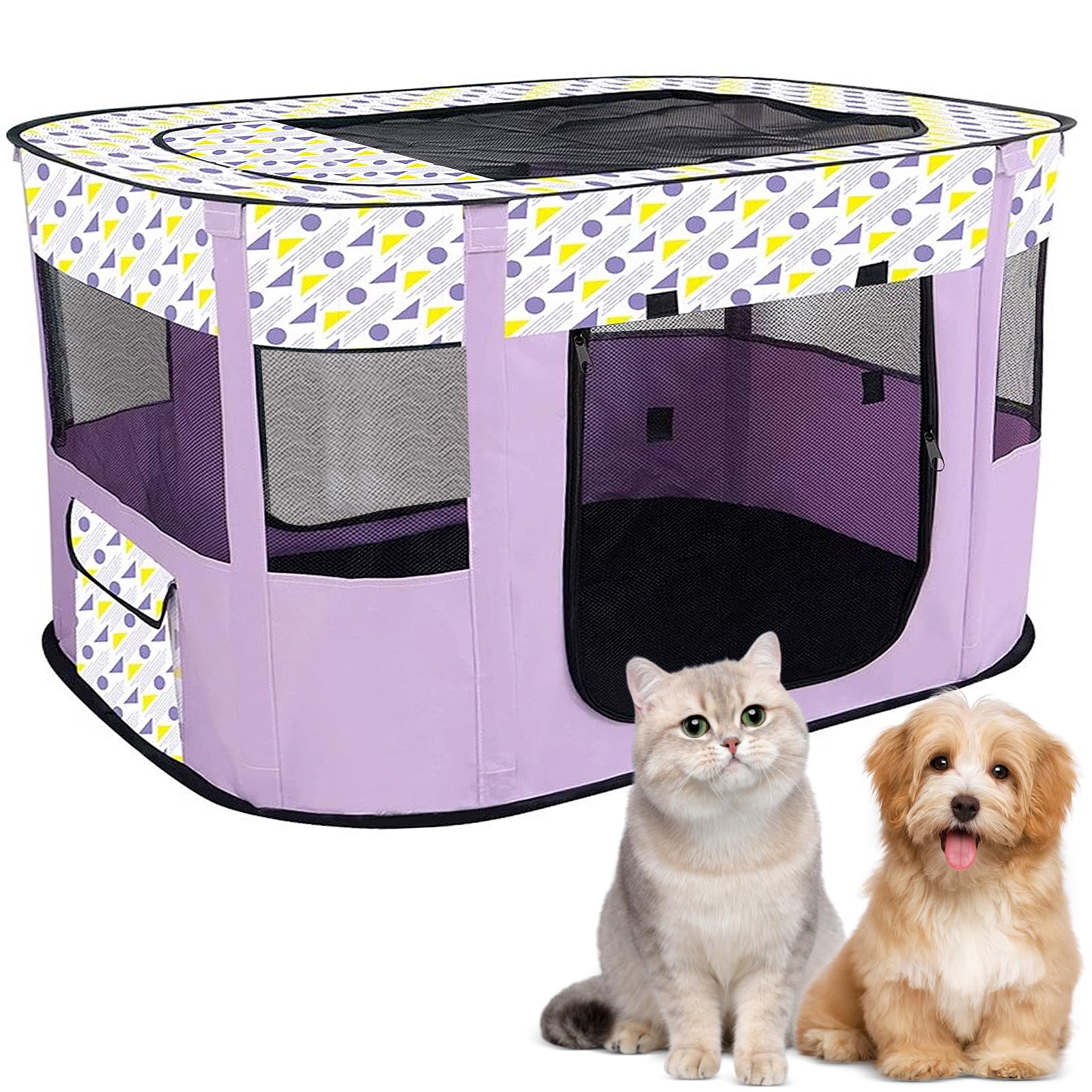 MeYuxg Puppy Playpen, Animal Playpen, Foldable Pet Fence, Puppy Run Rectangular Tent, Puppy Playpen for Indoors, Portable Small Animal Enclosure for Kittens, Puppies, Rabbits (Purple)