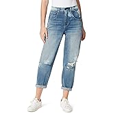 FRAYED Jeans Womens Tapered Boyfriend Rolled Cuff Workwear Detail Jean Standard