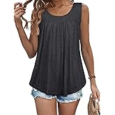 Womens Tank Tops Summer Sleeveless Blouse Crewneck Casual Loose Fit Tunic Shirt