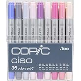 Copic Ciao, Alcohol Markers, 36 Colors Dual Brush Tip Art Markers, Ultra Blendable Markers for Coloring, Drawing &amp; Illustration Art, Set C