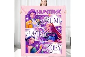 Custom Demon Pop Hunter Flannel Plush Blanket, K-Pop Anime Fan Gift Warm and Comfortable Korean Fantasy Animation Art Bedding