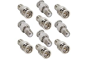 BNC to F Female, 10-Pack BNC Male to F Female Coax Connector Coupler, RG6, RG59 Coaxial Adapter for Scanner, Security Camera