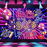 Back to 80's Banner 80's Background Party Decoration Disco Hip Hop Retro 80's Theme Birthday Party Accessories Photography Backdrop (Neon Purple, 73x43.3in)