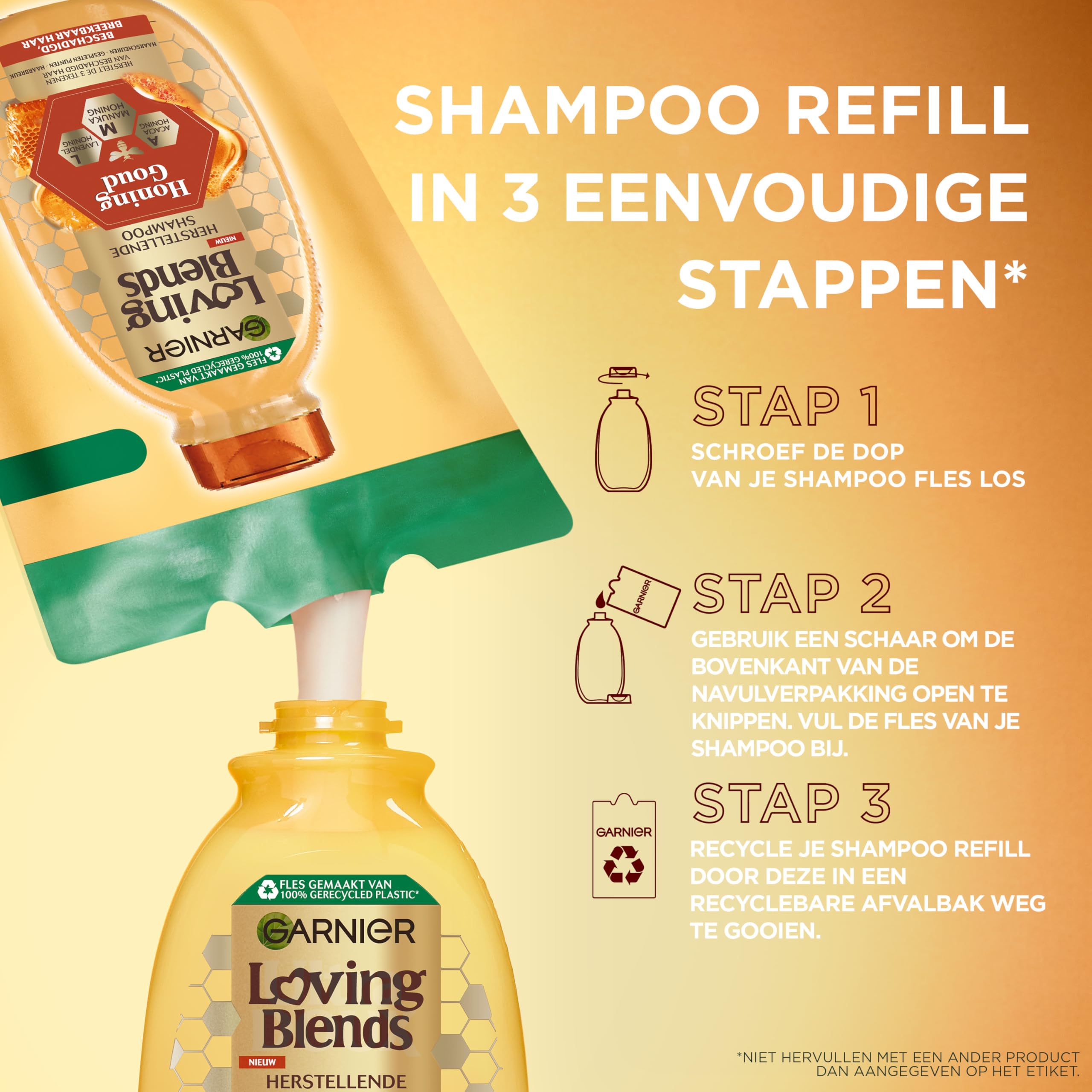 Garnier Wahre Schätze Shampoo Nachfüllpack Honig Schätze (Packung mit 4) 4