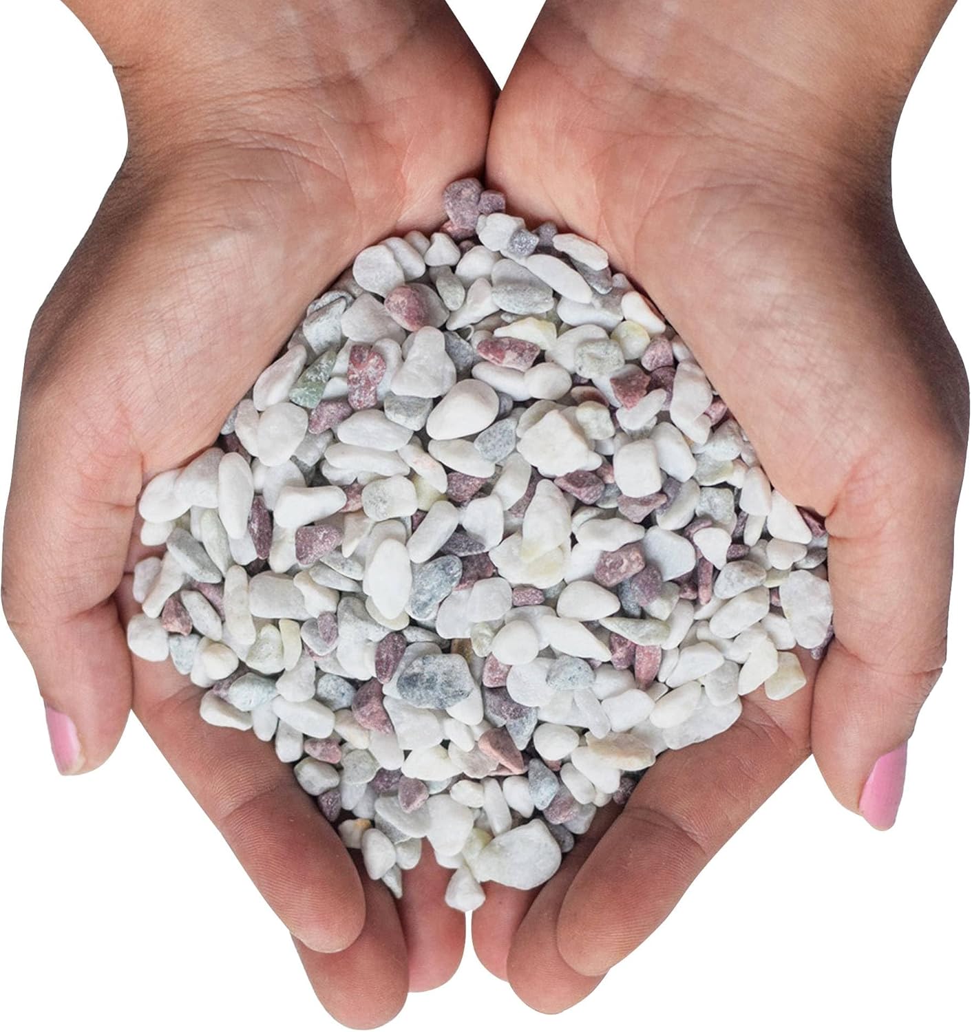 Vase Fillers - Decorative Pebbles for Plants and Vases - White Rocks with Red, Green, and Blue Pastel Accents - 2.5 lbs Natural Stone Top Dressing for Potted Plants and Succulents - 1/5