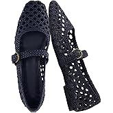 CUSHIONAIRE Weston Hand Woven Mary Jane Flats for Women, Comfortable Dressy Ballet Flats with Braided Adjustable Buckle and Memory Foam Cushioning