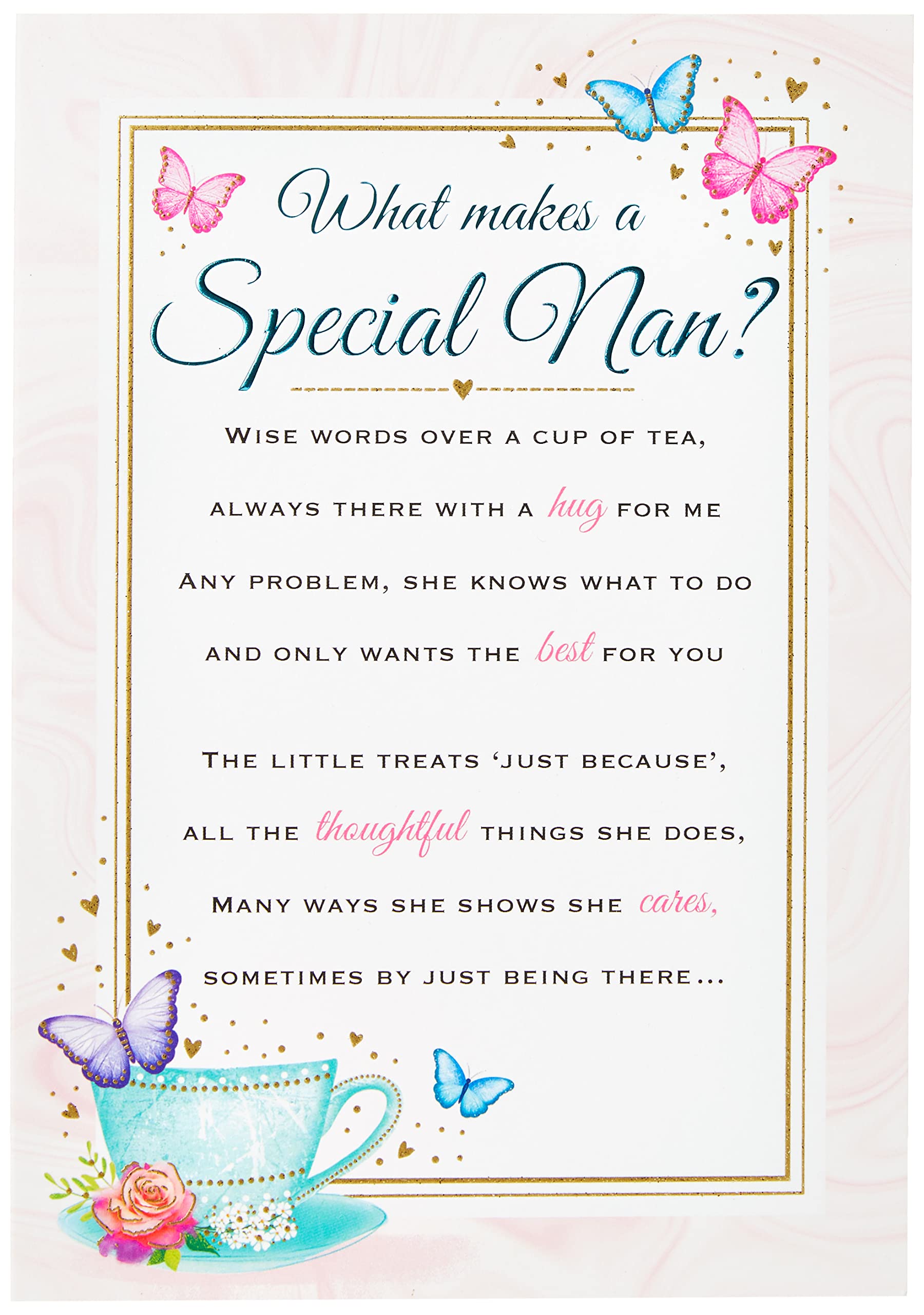 Regal Publishing Heartfelt Wishes Sentimental Birthday Card Nan - 9 x 6 inches, C80684, Pink