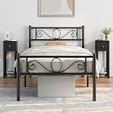 Yaheetech Black Slim Bedside Table Set of 2 Narrow Nightstands 25x25x70cm view 2