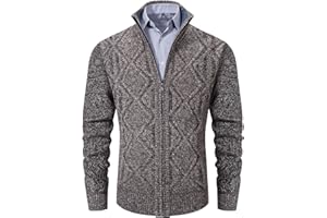 VtuAOL Men's Cardigan Sweaters Full Zip Sweaters Stand Collar Casual Knitted Cardigan with Pockets