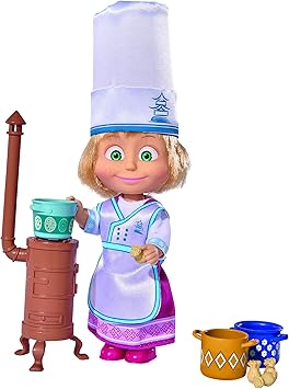 Simba Masha in Cooking Outfit with Cooking Hat and Accessories, 12cm, WB