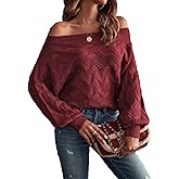 Verdusa Women's Off The Shoulder Knit Sweater Tops Long Sleeve Pullover Sweaters Spring Brunch Outfits