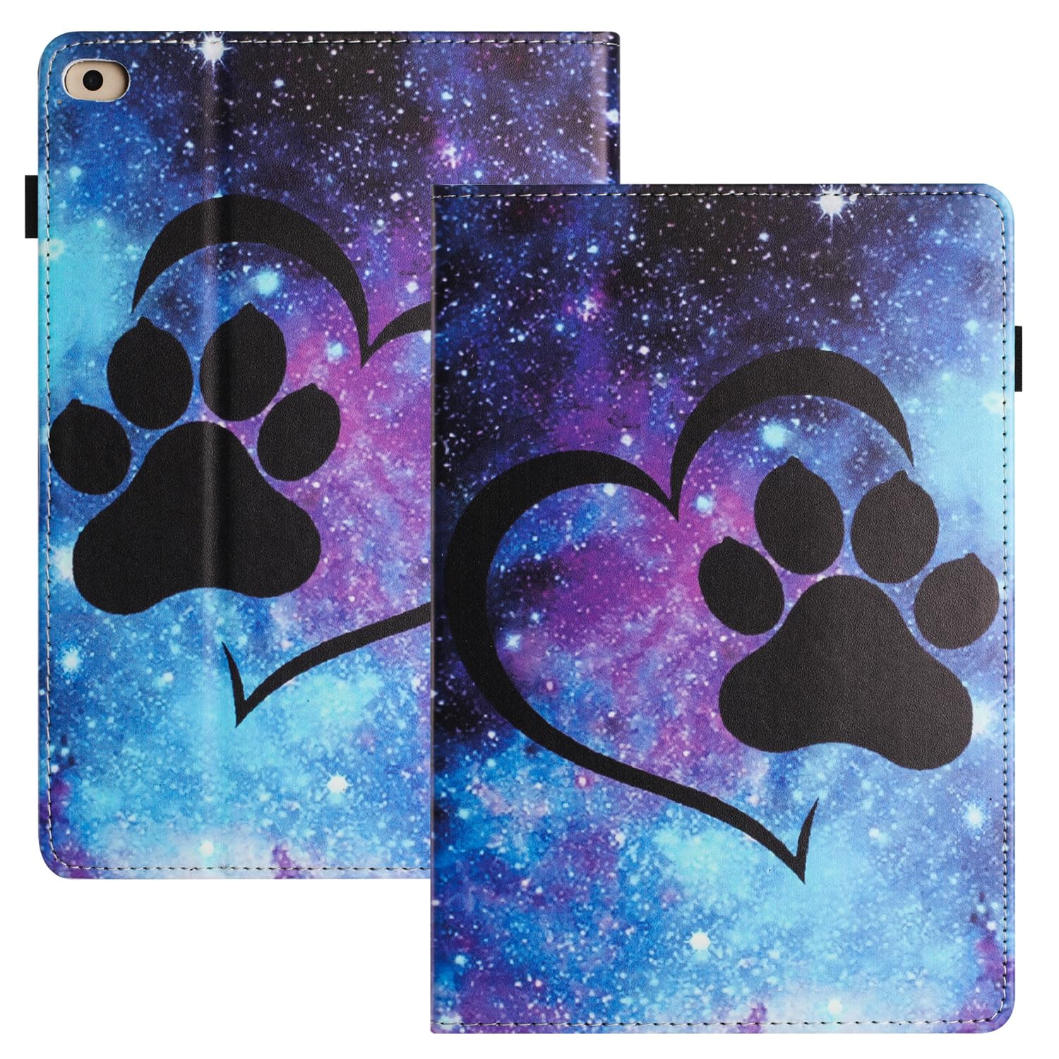 LSPCASA Case For iPad 9.7 2017/2018 PU+TPU iPad Air Case iPad Air 2 Case Auto Wake/Sleep iPad 5th Generation Case With Card Slots iPad 6th Generation Case Heart cat paw