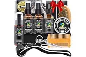 XIKEZAN Beard Kit for Men Grooming & Care Set w/2 Pack Beard Serum, Wash, Oil, Balm, Comb, Brush, Scissor, Bag, EBook, Unique Birthday Gifts for Men Him Dad Husband Brother Christmas Stocking Stuffers
