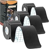 ANAMPION Kinesiology Tape Precut 3 Rolls 60 Strips Waterproof 5m Black