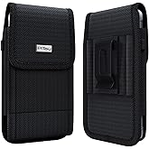 PiTau Holster for iPhone 16 16e 16Pro 15 Pro 14 13 12 11 Xs X XR 10 – Rugged Nylon Cell Phone Belt Holder for Men, Belt Clip Case Pouch Fits Cellphone with Cover on, Black