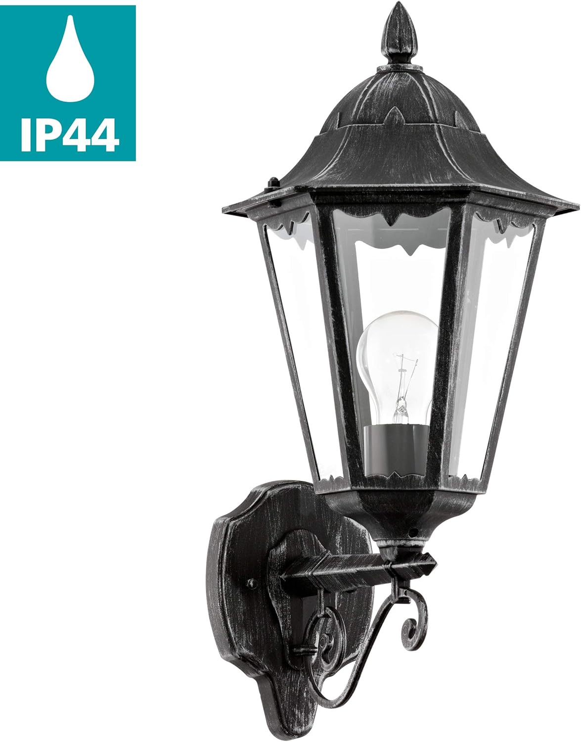 Eglo 93457 NAVEDO Exterior Wall Light in Black and Silver-Patina, One Size