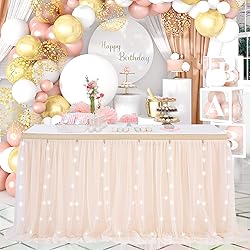 QueenDream Tulle Table Skirt for Rectangle 2 Layer