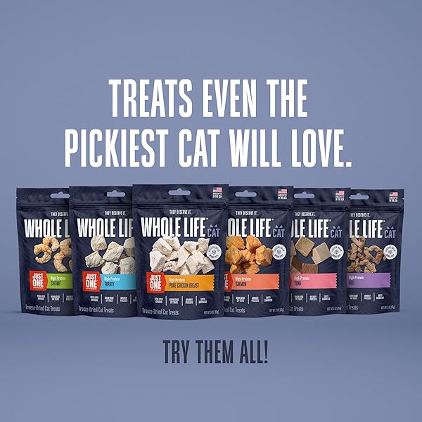 WHOLE LIFE CAT JUST ONE TUNA FREEZE DRIED CAT TREATS – HUMAN GRADE HIGH PROTEIN FOOD, HEALTHY TRAINING SNACKS, FREEZE DRIED TUNA FOOD TOPPERS, USA MADE NATURAL TREATS – 3 OZ (PACK OF 1)