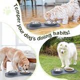 Pecute Double Stainless Steel Dog Bowls with Non-Slip Silicone Mats Grey (26 & view 8