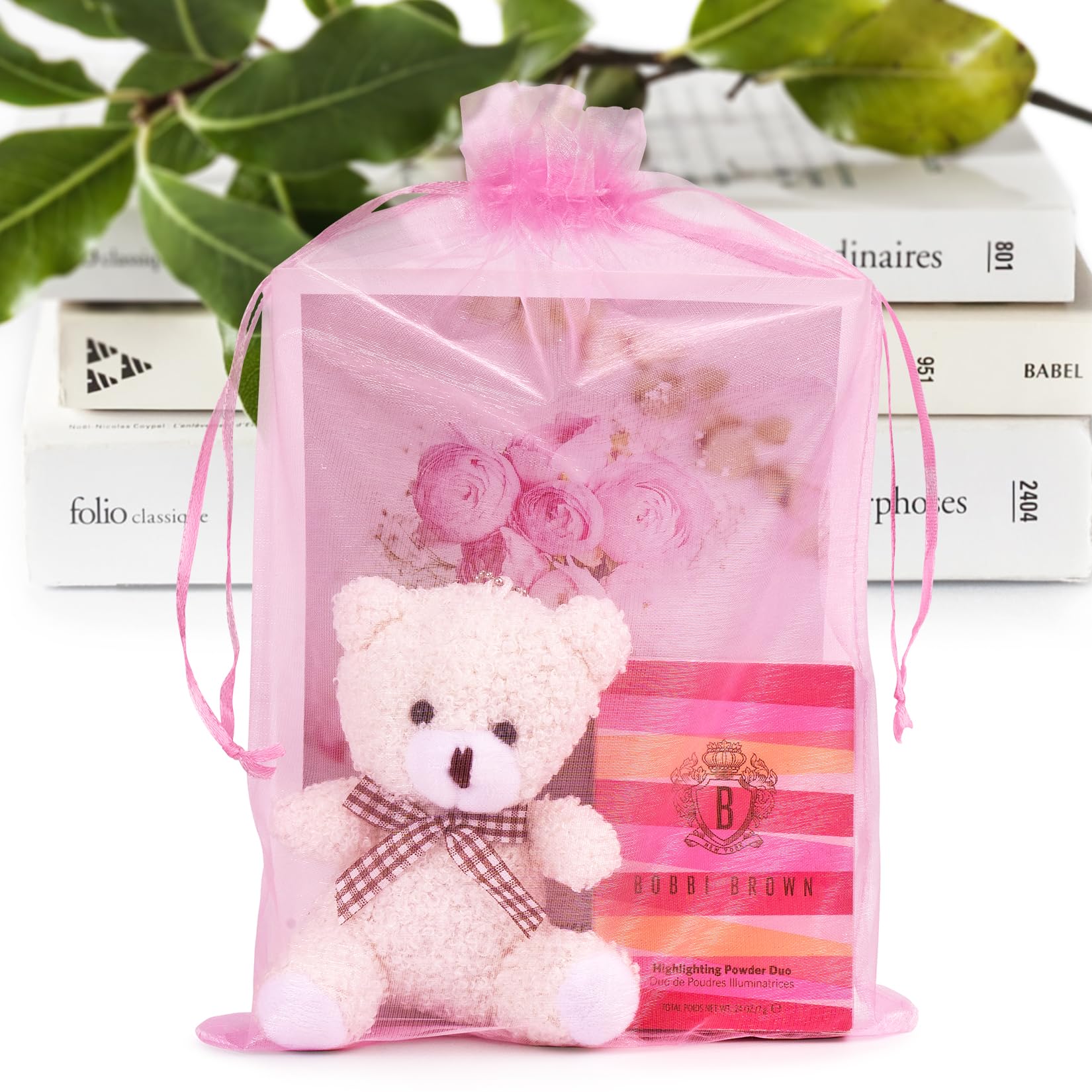 Photo 1 of ANZNKU 50 Pack Large Organza Bags 8x12 inch Premium Sheer Mesh Bags Drawstring Organza Gift Bag for Party Favor Christmas Wedding(Pink)