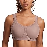 SYROKAN Women's High Impact Removable Pads Sports Bra Underwire Full Coverage Support Workout Running Bra