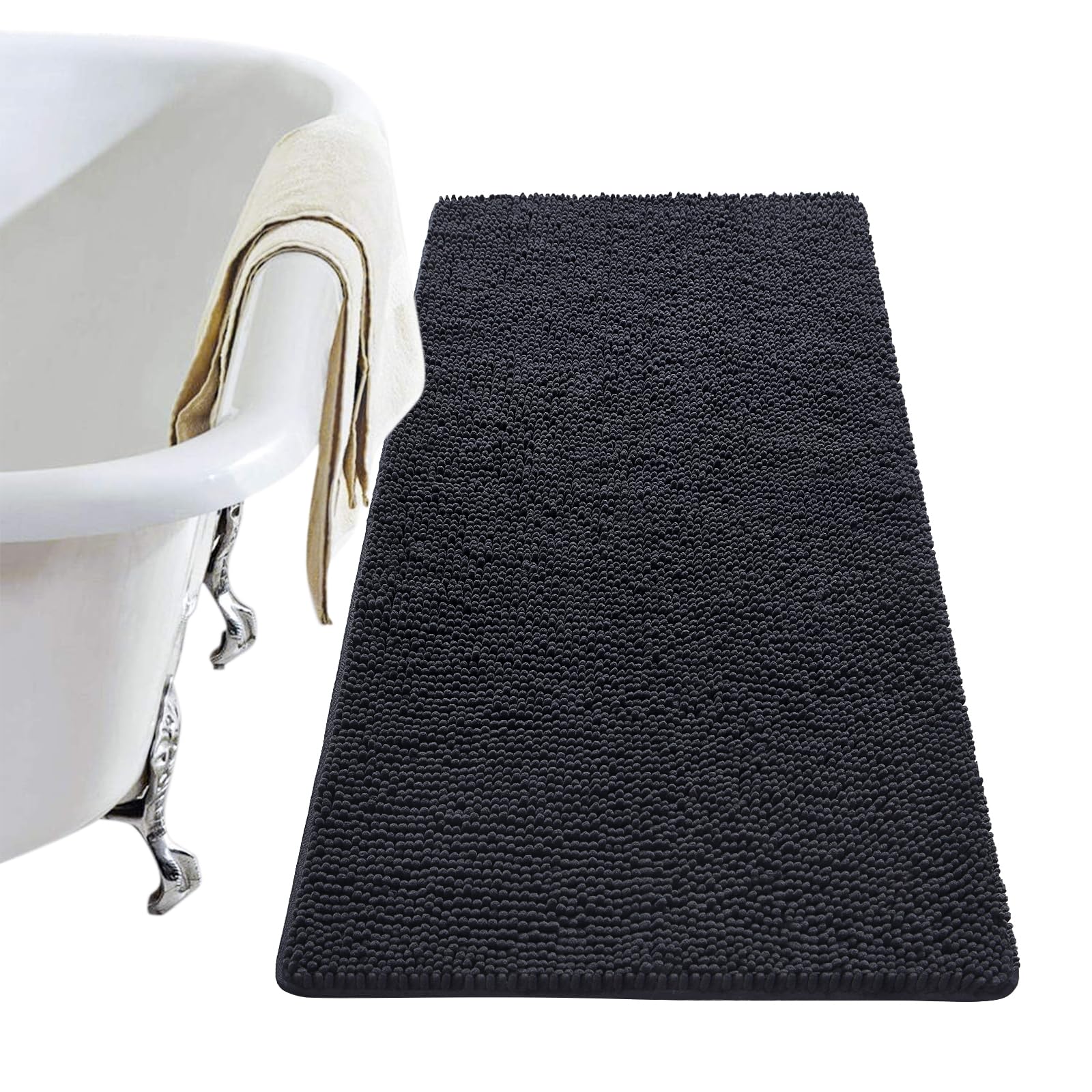 LOCHAS Luxury Bathroom Rug Shaggy Bath Mat 24 x 48 Inch, Washable Non ...