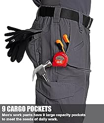 Zoofly Mens Tactical Pants Elastic Waist Water