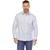 Mojito Collection Men's Casual Long Sleeve Linen Shirt Checkered Print 100% Linen Button Down
