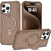 PeakFuel Compatible with iPhone 15 Pro Case 6.1'' with Magnetic Ring Stand [Military Drop Protection][Compatible with MagSafe] Shockproof 15 Pro Phone Case for Men Wowen,Brown