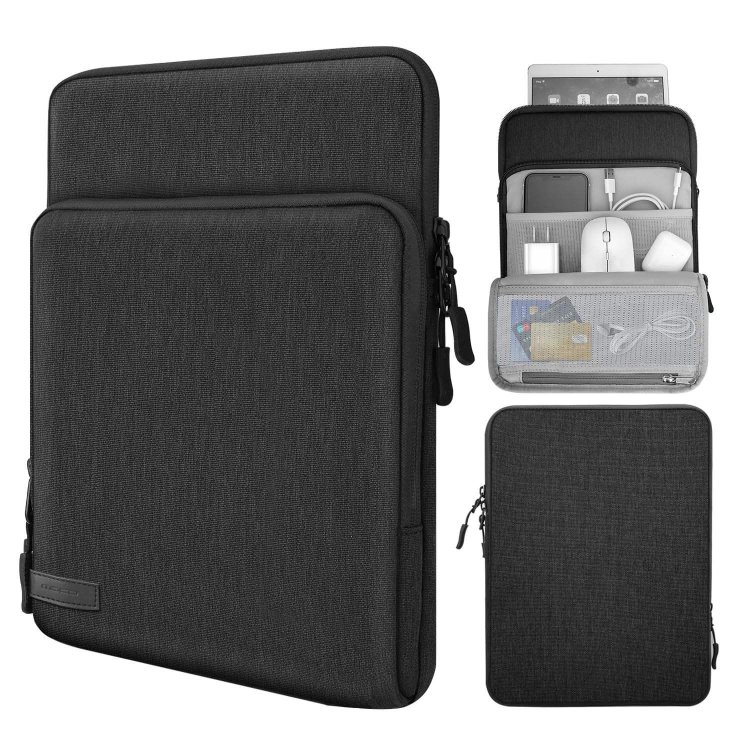 MoKo 8-9 Inch Tablet Sleeve Bag Carrying Case with Storage Pockets Fits iPad Mini 6 8.3" 2021, iPad Mini 5/4/3/2/1th 7.9" 2019-2012, Galaxy Tab A7 Lite 8.7" 2021, Black & Gray