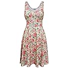 Tom's Ware Womens Casual Fit and Flare Floral Sleeveless Dress